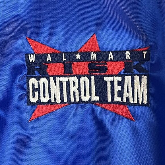 Wal-Mart Satin Vintage Baseball Jacket Risk Control Team Patch Size Medium - Picture 2 of 7
